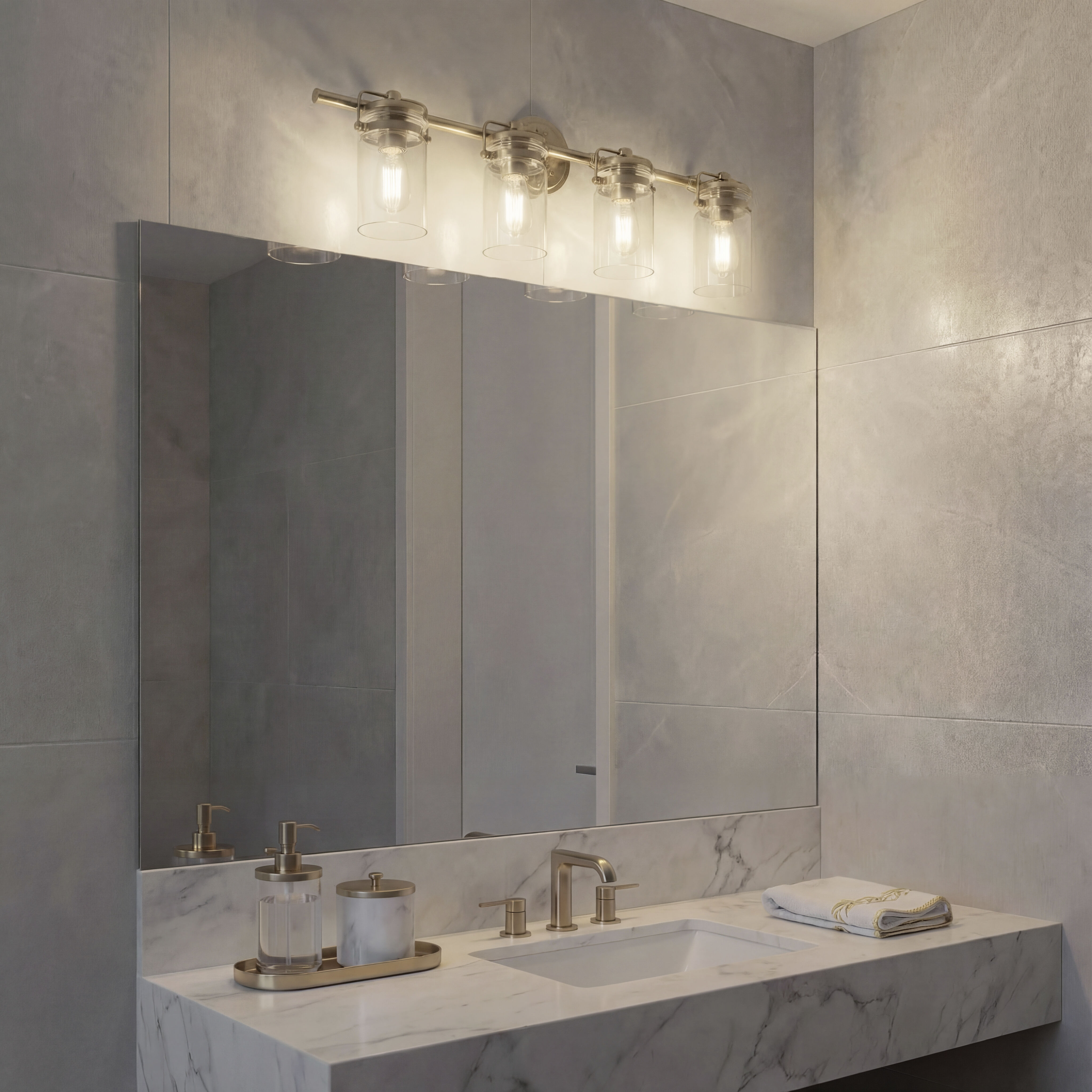 Brinley 4 Light 32.5 inch Champagne Bronze Bath Vanity Light Wall Light